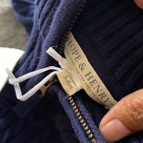 Hope and Henry Navy Sweater Knit Romper Sz 3/6M Organic NEW - Picture 4 of 7